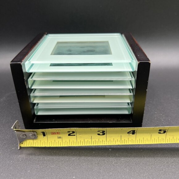 Crate & Barrel Swing Glass Photo Coaster Set & Holder Fur Family Picture Frames - Picture 8 of 11